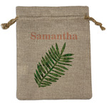 Tropical Leaves Medium Burlap Gift Bag - Front (Personalized)