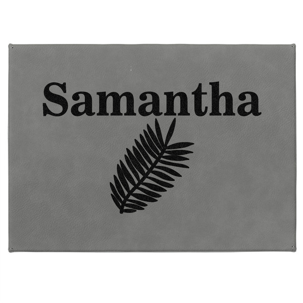 Tropical Leaves Medium Gift Box with Engraved Leather Lid - Approval