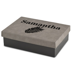 Tropical Leaves Gift Boxes w/ Engraved Leather Lid (Personalized)