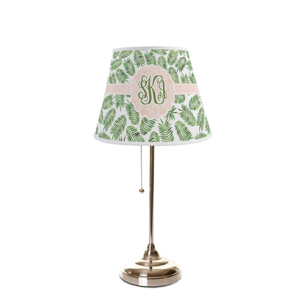 Tropical Leaves Poly Film Empire Lampshade - On Stand