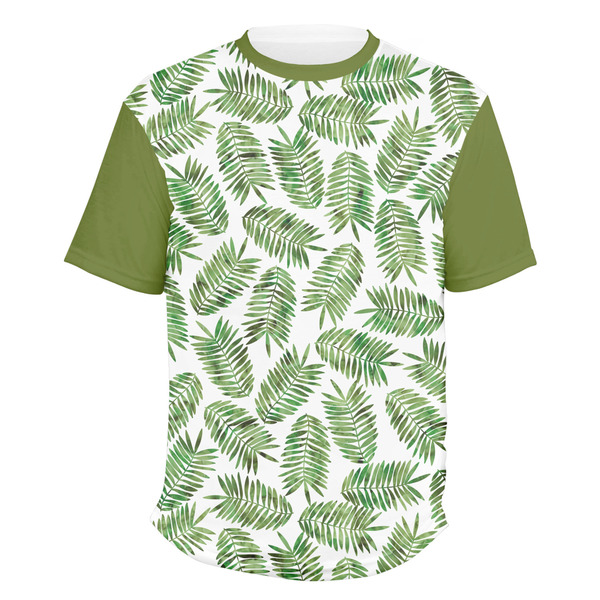 Custom Tropical Leaves Men's Crew T-Shirt - Large
