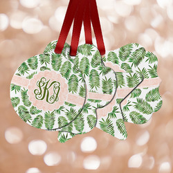 Tropical Leaves Metal Ornaments - Double Sided w/ Monogram