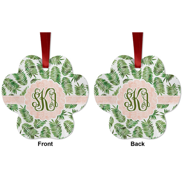 Tropical Leaves Metal Paw Ornament - Front and Back