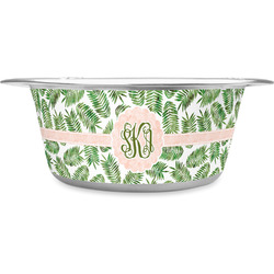 Tropical Leaves Stainless Steel Dog Bowl (Personalized)