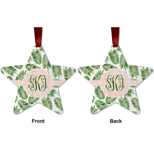 Tropical Leaves Metal Star Ornament - Front and Back