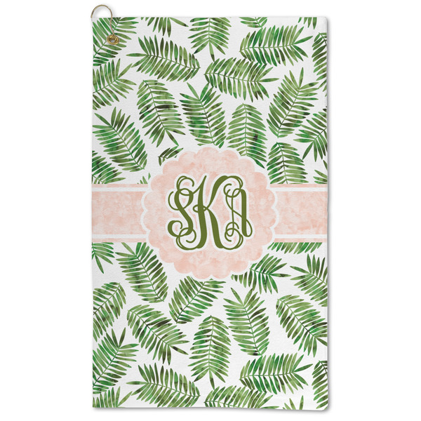 Custom Tropical Leaves Microfiber Golf Towel - Large (Personalized)