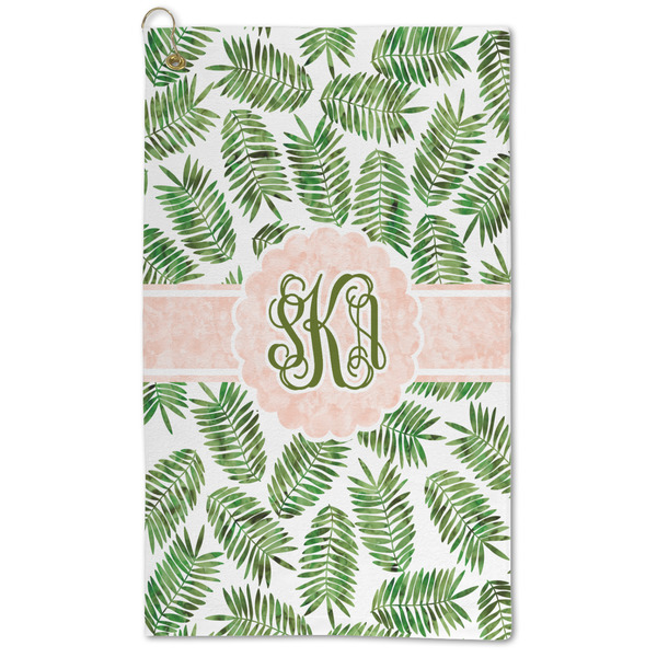 Custom Tropical Leaves Microfiber Golf Towel (Personalized)