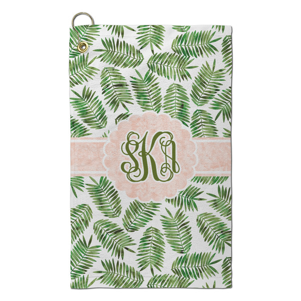 Custom Tropical Leaves Microfiber Golf Towel - Small (Personalized)