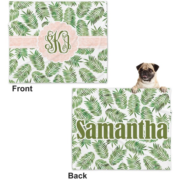 Tropical Leaves Microfleece Dog Blanket - Large- Front & Back