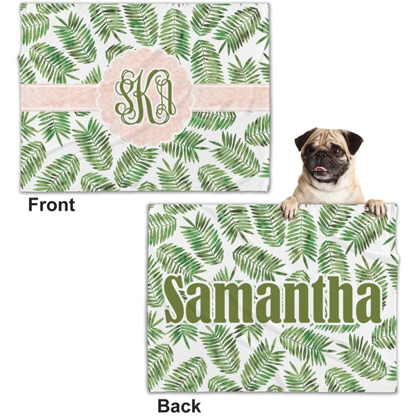 Tropical Leaves Microfleece Dog Blanket - Regular - Front & Back
