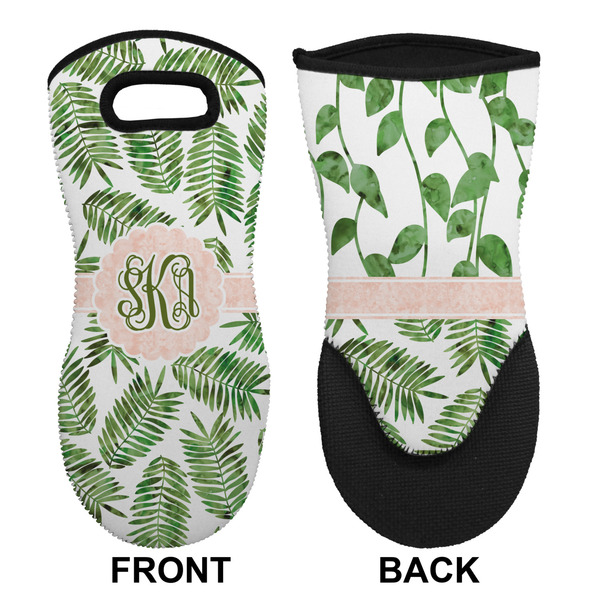 Tropical Leaves Neoprene Oven Mitt (Front & Back)
