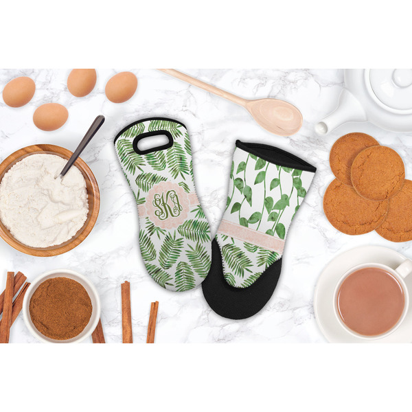 Tropical Leaves Neoprene Oven Mitt - Lifestyle Image