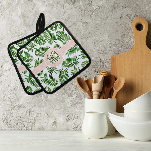 Tropical Leaves Neoprene Pot Holder - Set of 2  LIFESTYLE