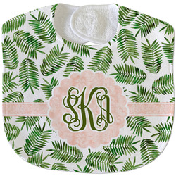 Tropical Leaves Velour Baby Bib w/ Monogram