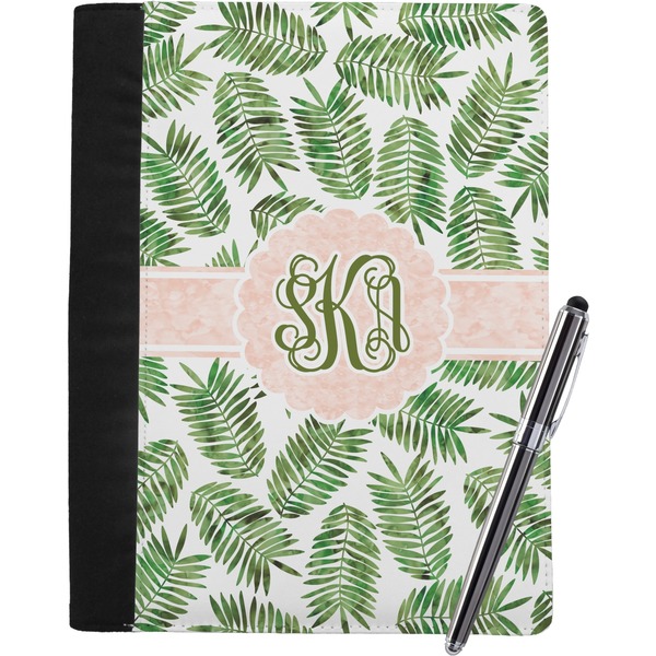 Custom Tropical Leaves Notebook Padfolio - Large w/ Monogram