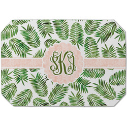 Tropical Leaves Dining Table Mat - Octagon (Single-Sided) w/ Monogram