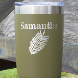 Tropical Leaves 20 oz Stainless Steel Tumbler - Olive - Double Sided (Personalized)