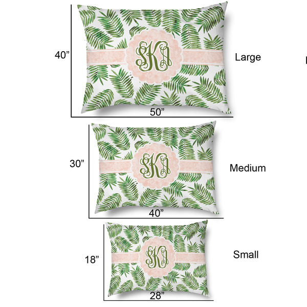 Tropical Leaves Outdoor Dog Beds - SIZE CHART