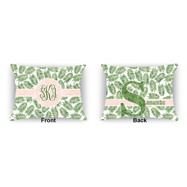 Tropical Leaves Outdoor Rectangular Throw Pillow (Front and Back)