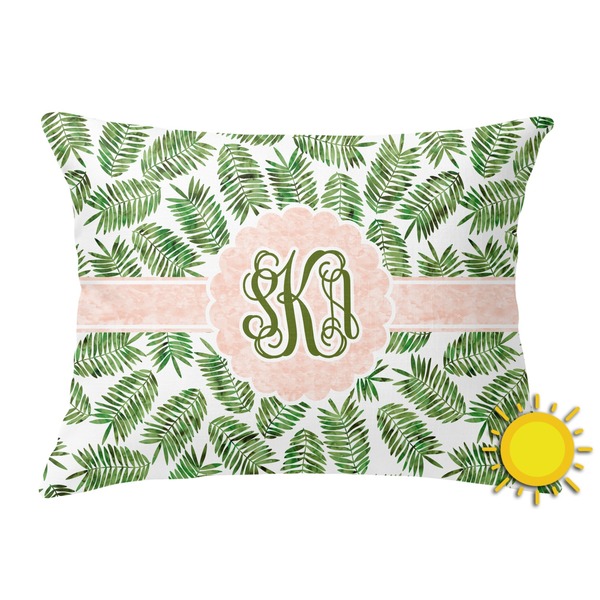 Custom Tropical Leaves Outdoor Throw Pillow (Rectangular) (Personalized)