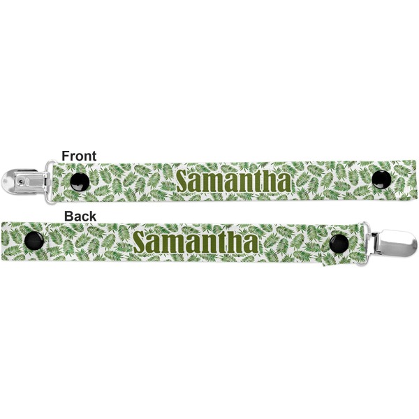 Tropical Leaves Pacifier Clip - Front and Back