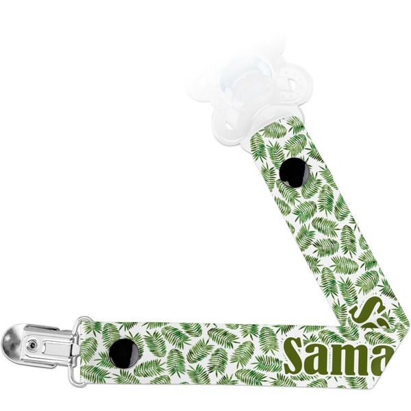 Custom Tropical Leaves Pacifier Clip (Personalized)