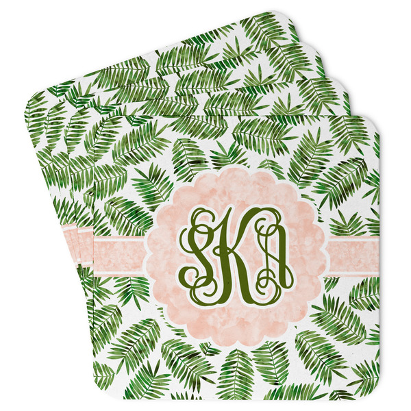 Custom Tropical Leaves Paper Coasters w/ Monograms
