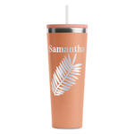 Tropical Leaves RTIC Everyday Tumbler with Straw - 28oz - Peach - Double-Sided (Personalized)
