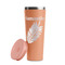 Tropical Leaves Peach RTIC Everyday Tumbler - 28 oz. - Lid Off
