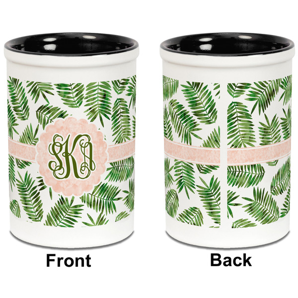 Tropical Leaves Pencil Holder - Black - approval