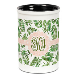 Tropical Leaves Ceramic Pencil Holders - Black