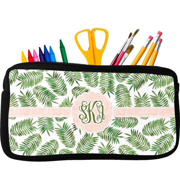 Custom Tropical Leaves Neoprene Pencil Case (Personalized)