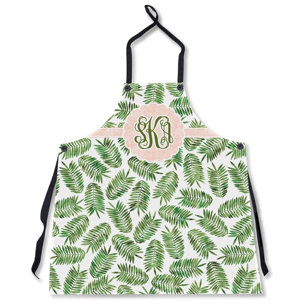 Custom Tropical Leaves Apron Without Pockets w/ Monogram