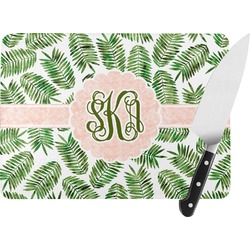 Tropical Leaves Rectangular Glass Cutting Board (Personalized)