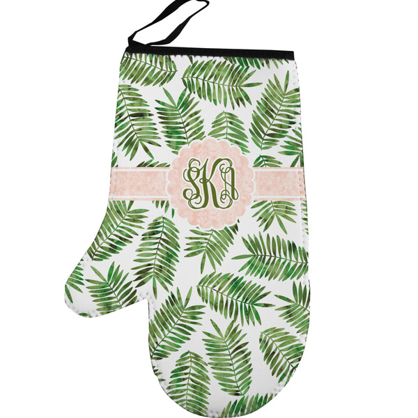Tropical Leaves Personalized Oven Mitt - Left