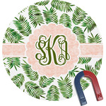 Tropical Leaves Round Fridge Magnet (Personalized)