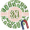 Tropical Leaves Round Fridge Magnet (Personalized)