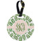 Tropical Leaves Plastic Luggage Tag - Round (Personalized)