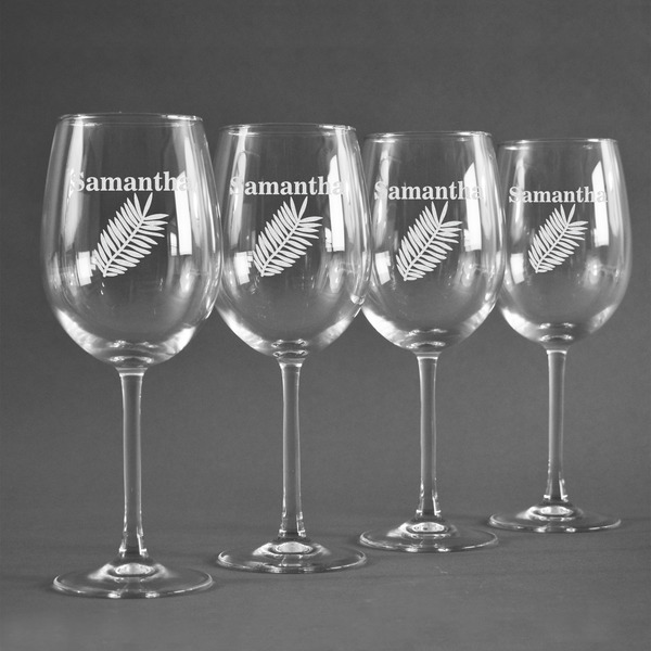 Tropical Leaves Personalized Wine Glasses (Set of 4)