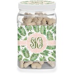 Tropical Leaves Dog Treat Jar (Personalized)