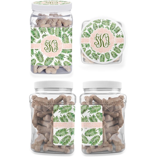 Tropical Leaves Pet Treat Jar - Multiple Angles