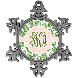 Tropical Leaves Vintage Snowflake Ornament (Personalized)