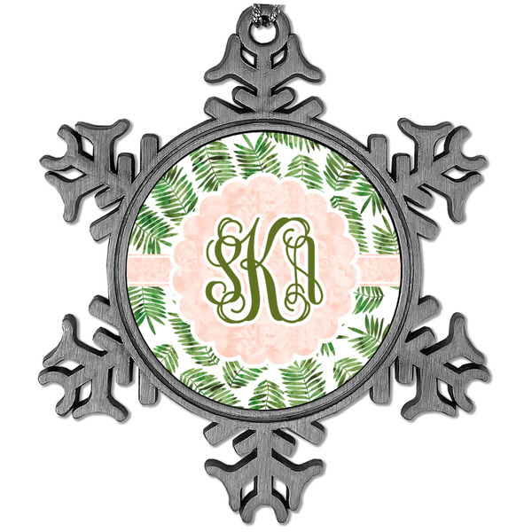 Custom Tropical Leaves Vintage Snowflake Ornament (Personalized)
