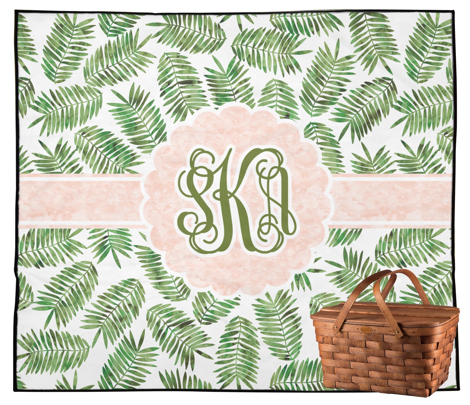 Custom Tropical Leaves Outdoor Picnic Blanket (Personalized