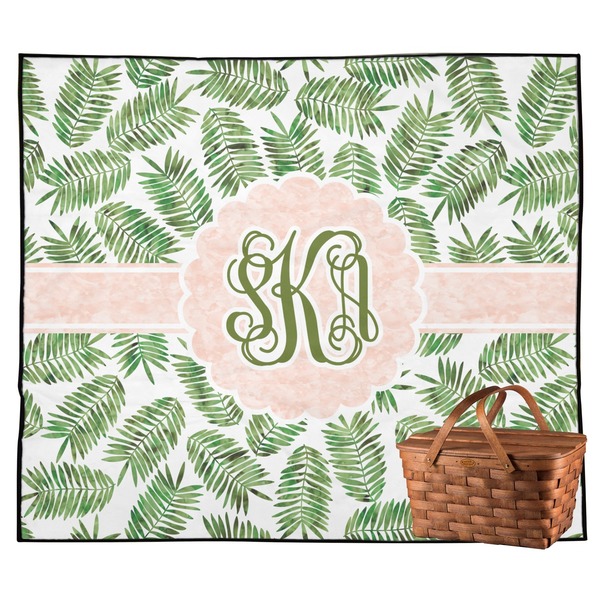 Custom Tropical Leaves Outdoor Picnic Blanket (Personalized)