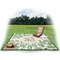 Tropical Leaves Picnic Blanket - with Basket Hat and Book - in Use