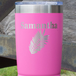 Tropical Leaves 20 oz Stainless Steel Tumbler - Pink - Single Sided (Personalized)
