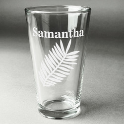 Tropical Leaves Pint Glass - Engraved (Single) (Personalized)