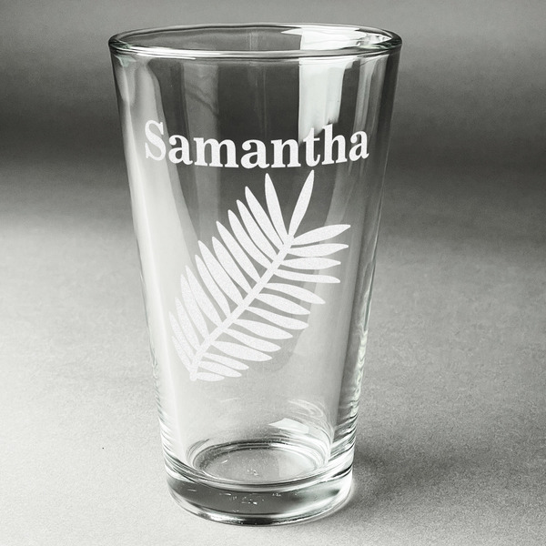 Custom Tropical Leaves Pint Glass - Engraved (Personalized)