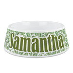 Tropical Leaves Plastic Dog Bowl - Medium (Personalized)